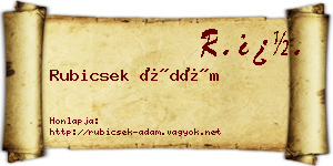 Rubicsek Ádám névjegykártya